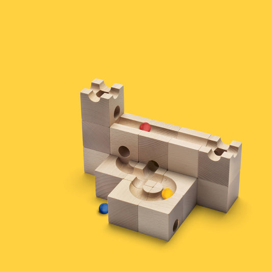 STANDARD 16 dice, ball track, wood, Switzerland, marble track